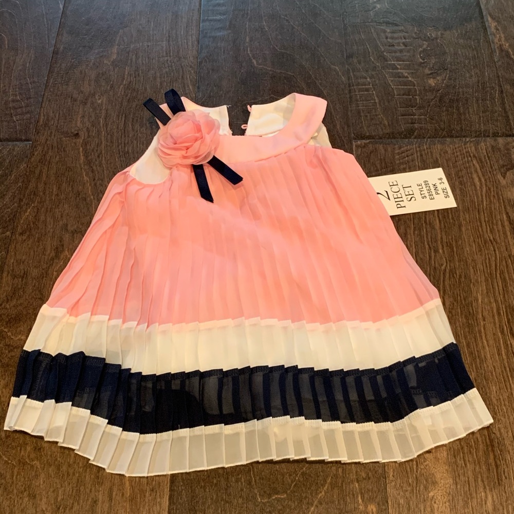 Pink and navy 3-6 mo dress